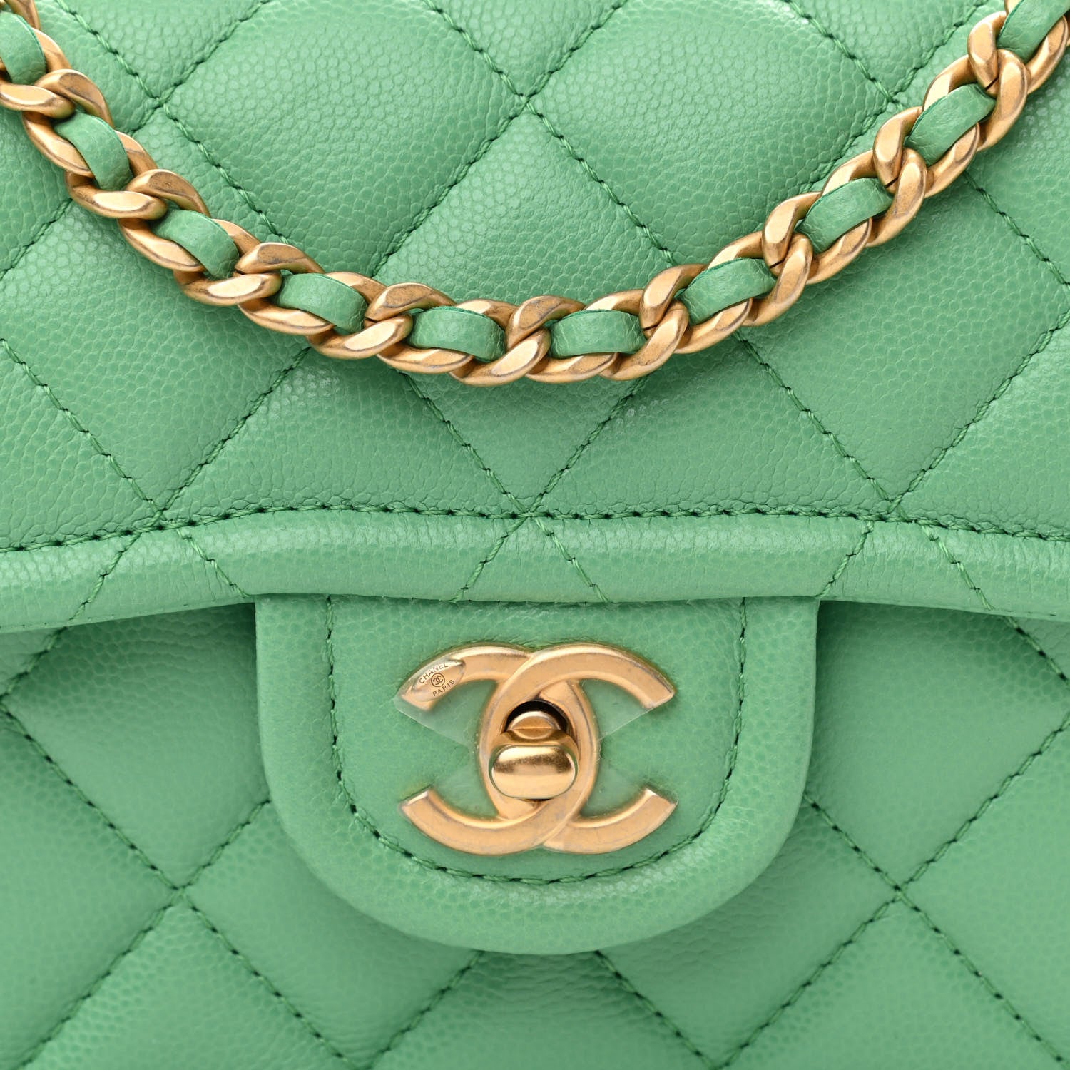 Chanel Caviar Quilted Mini Sweet Classic Flap Green 8 of 10