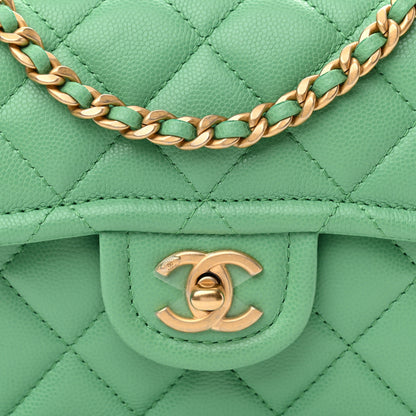 Chanel Caviar Quilted Mini Sweet Classic Flap Green 8 of 10