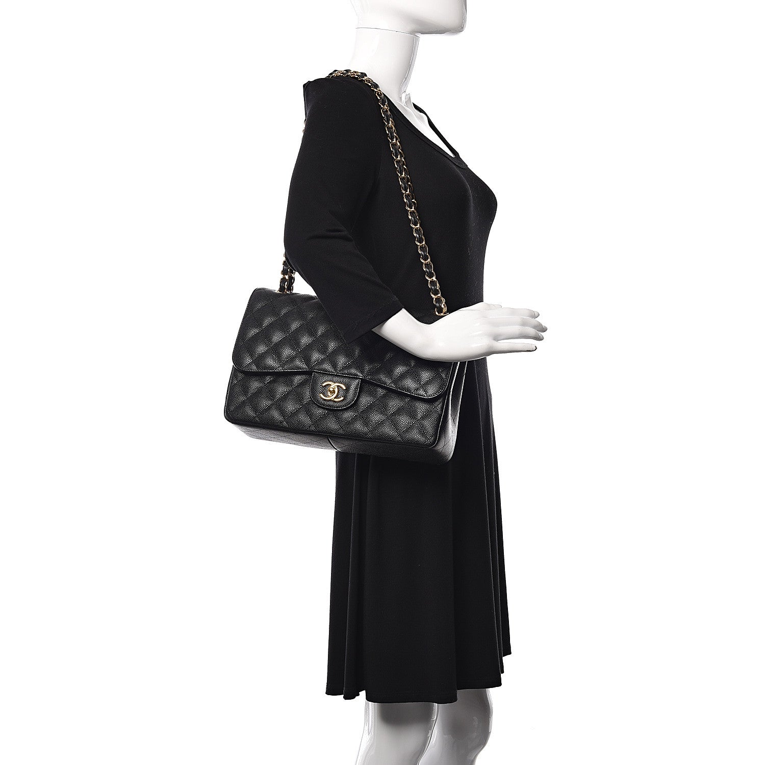 Chanel Caviar Quilted Jumbo Double Flap Black 2 of 13