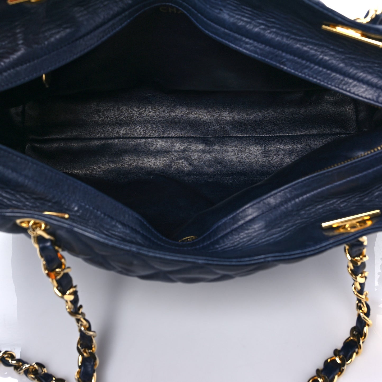 Lambskin Quilted Shoulder Bag Navy