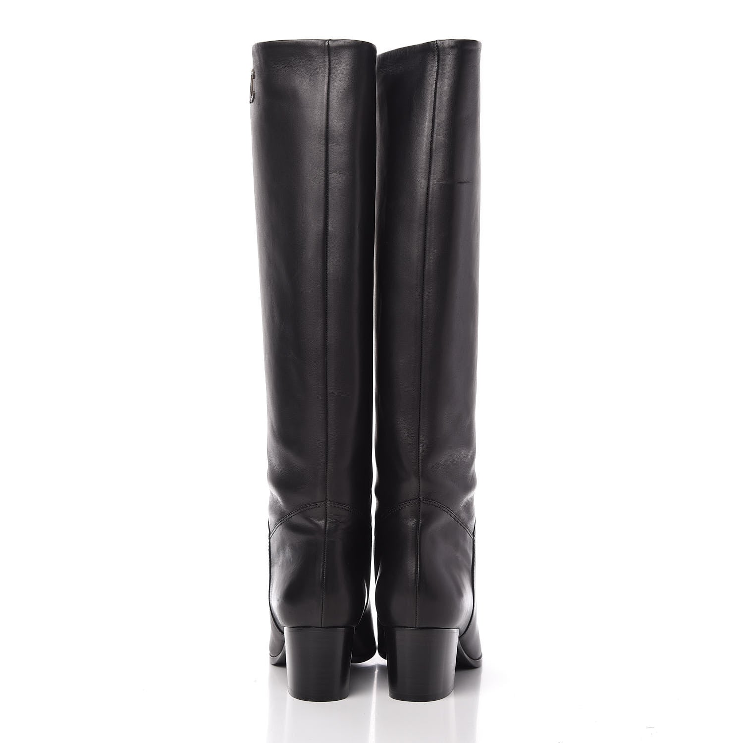 Chanel Calfskin CC Knee High Boots 39.5 Black 6 of 8