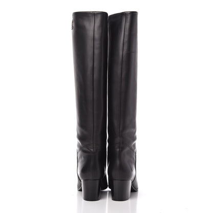 Chanel Calfskin CC Knee High Boots 39.5 Black 6 of 8