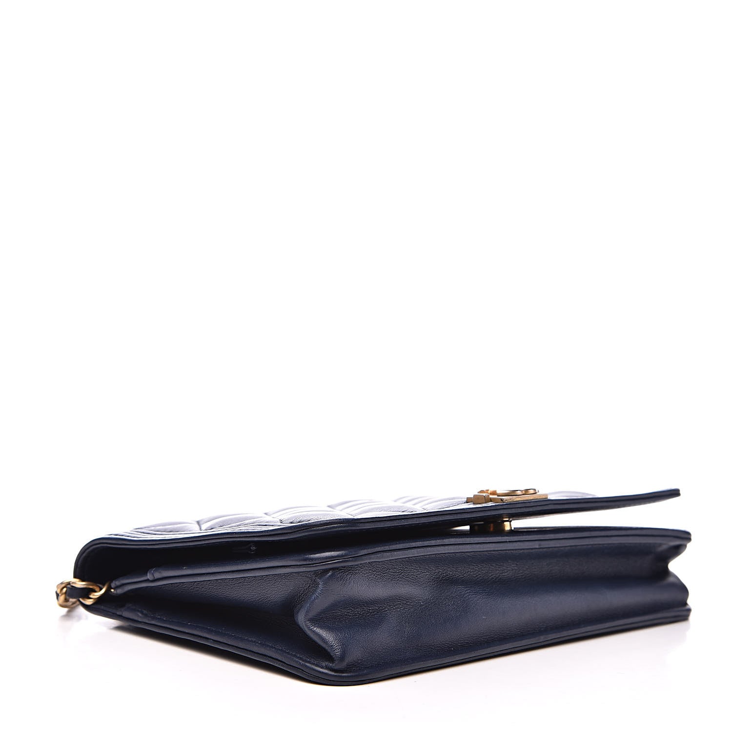 Chanel Lambskin Quilted Boy Wallet On Chain WOC Navy Blue 4 of 14