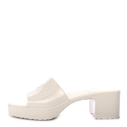 Gucci Rubber Gucci Logo Womens Platform 20/60mm Slide Sandals 36 Mystic White 1 of 8