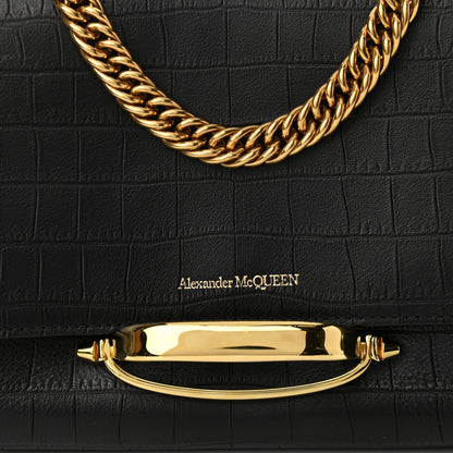 Alexander McQueen Calfskin Crocodile Embossed The Story Shoulder Bag Black 7 of 9