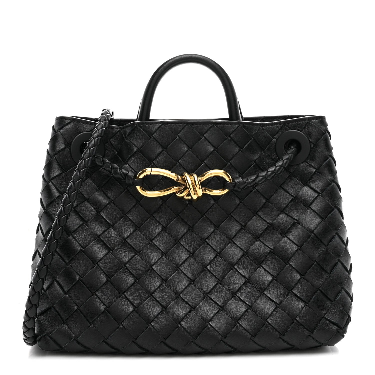 Bottega Veneta Nappa Intrecciato Small Andiamo Shoulder Bag Black 1 of 9