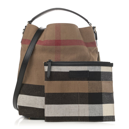 Burberry Canvas Mega Check Medium Ashby Hobo Black 1 of 4