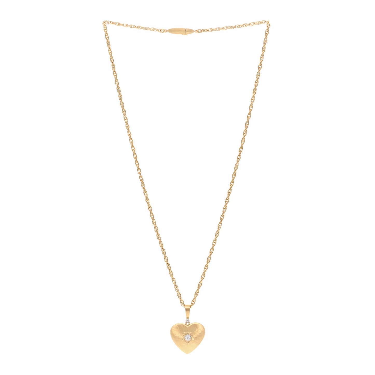18K Yellow White Gold Diamond Macri Heart Necklace