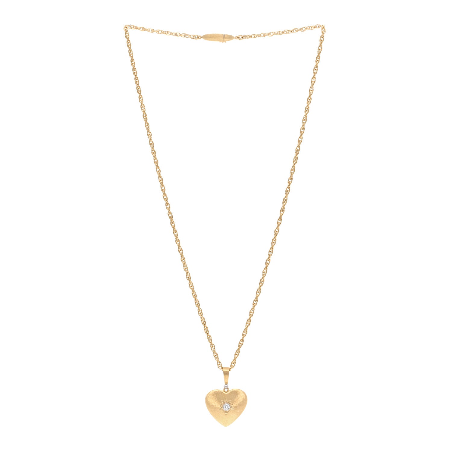 Buccellati 18K Yellow White Gold Diamond Macri Heart Necklace 3 of 4