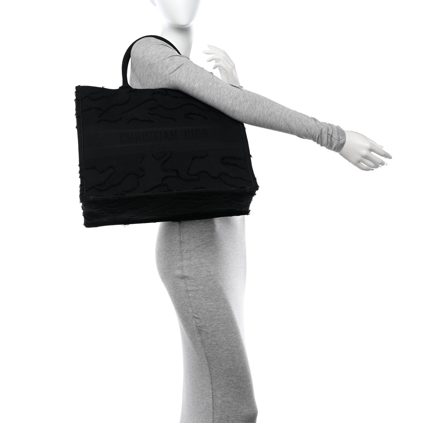 Canvas Embroidered Camouflage Book Tote Black
