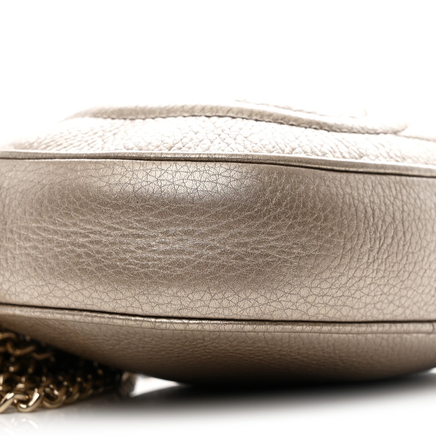 Gucci Metallic Pebbled Calfskin Mini Soho Chain Bag Golden Beige 9 of 10