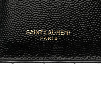 Saint Laurent Grain De Poudre Matelasse Chevron Monogram Zipped Two-Part Wallet Black 6 of 10