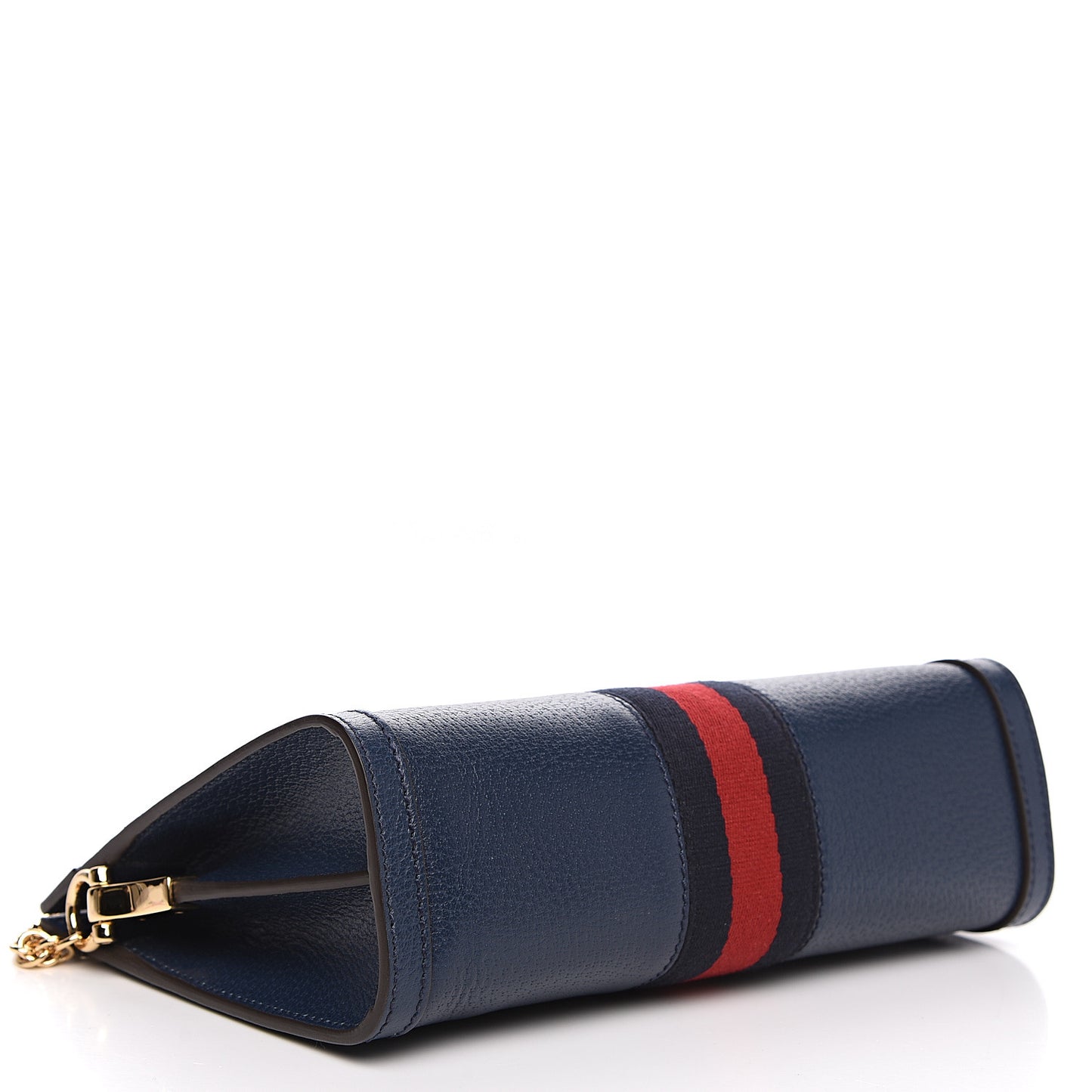 Textured Calfskin Web Small Ophidia Chain Shoulder Bag Blue Agata