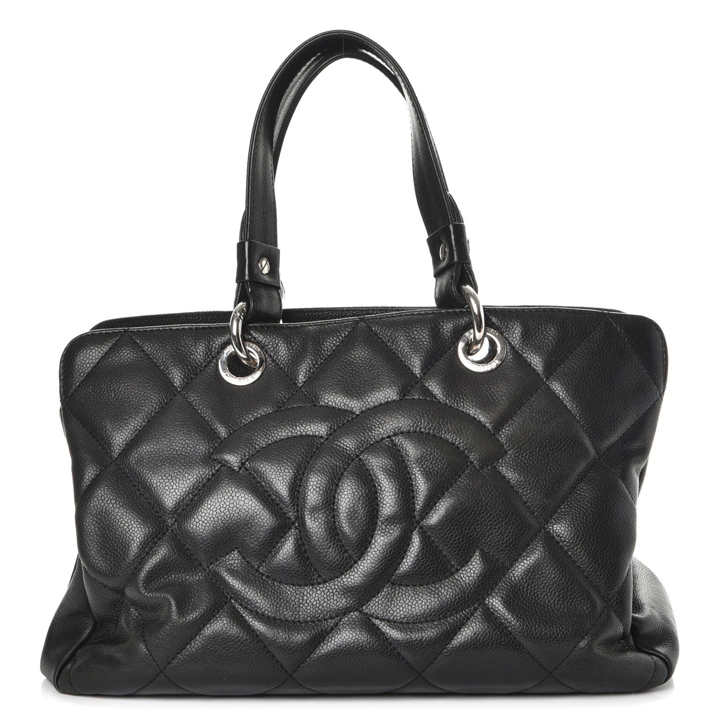 Soft Caviar Quilted CC Timeless Tote Black