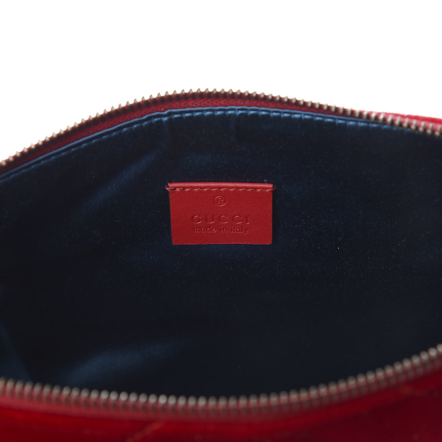 Velvet Matelasse GG Marmont Zip Pouch Hibiscus Red