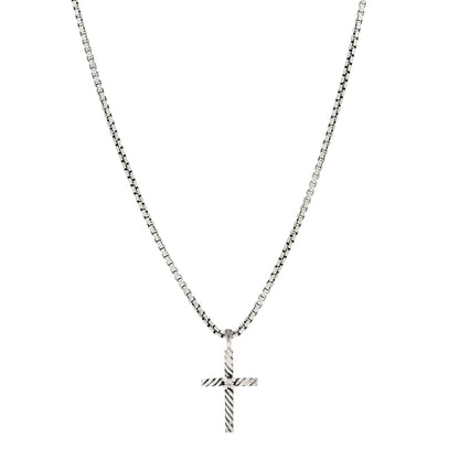 David Yurman Sterling Silver Diamond Cable Classics Cross Necklace 1 of 4
