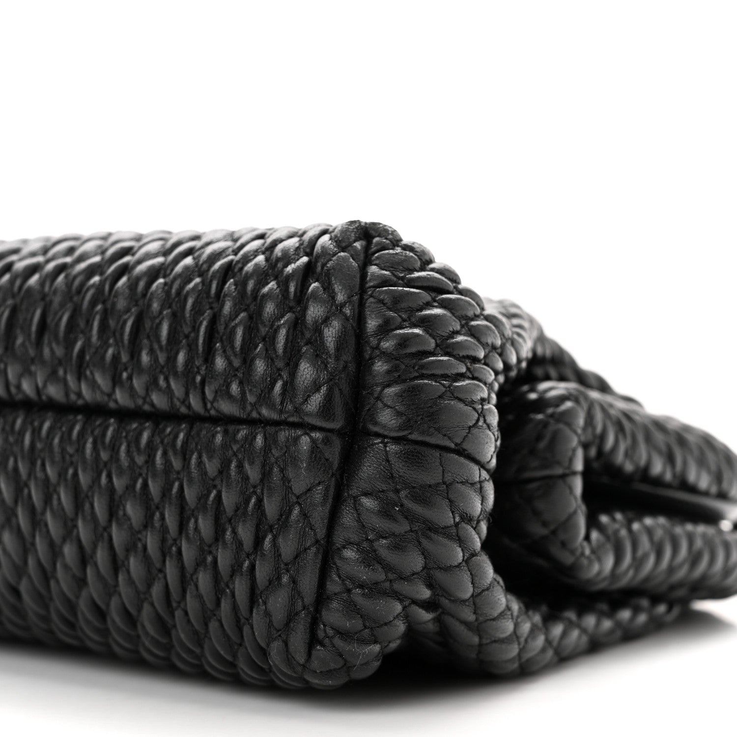 Bottega Veneta Lambskin Knit Small The Point Triangle Bag Black 9 of 11