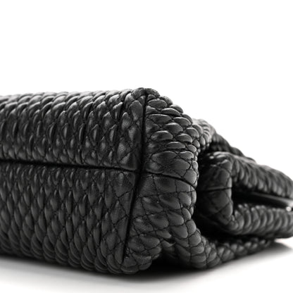 Bottega Veneta Lambskin Knit Small The Point Triangle Bag Black 9 of 11