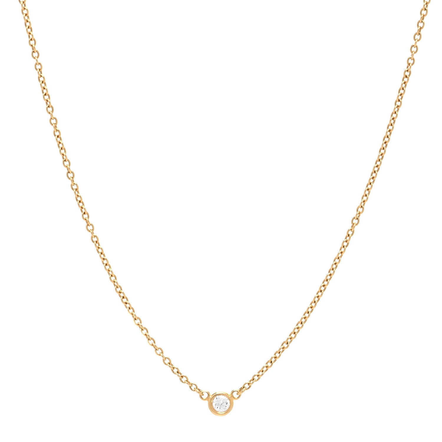 Tiffany 18K Yellow Gold Diamond .05ct Elsa Peretti Diamonds by the Yard Pendant Necklace 1 of 5