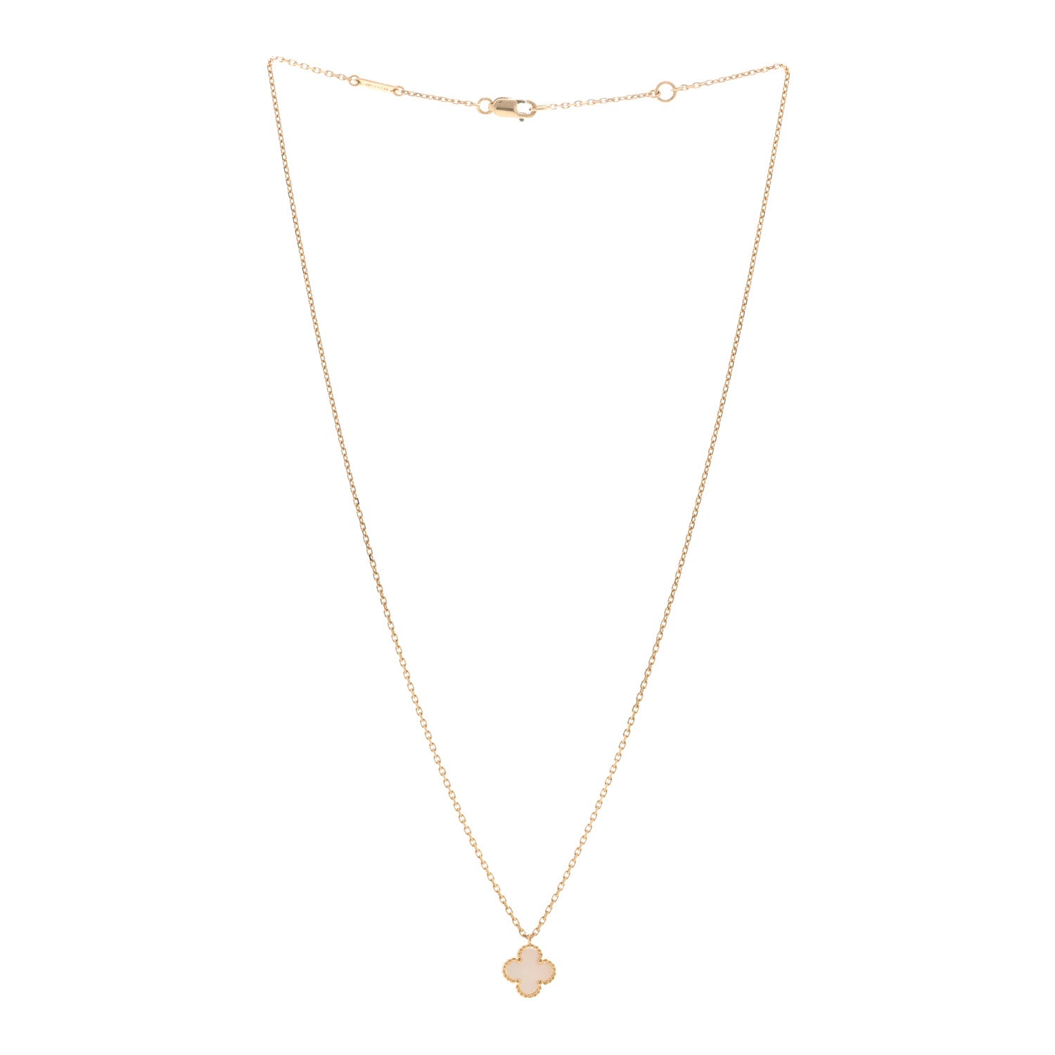 Van Cleef & Arpels 18K Yellow Gold Mother of Pearl Sweet Alhambra Pendant Necklace 3 of 6