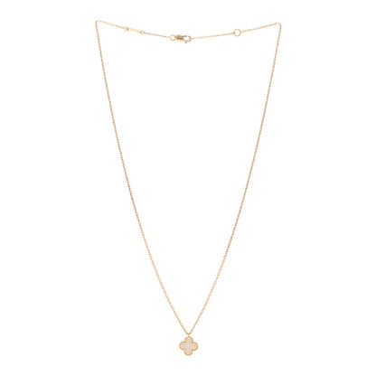 Van Cleef & Arpels 18K Yellow Gold Mother of Pearl Sweet Alhambra Pendant Necklace 3 of 6