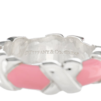 Tiffany Sterling Silver Enamel Signature X Ring 50 5.5 Pink 4 of 4