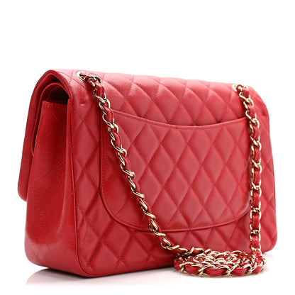 Chanel Caviar Quilted Jumbo Double Flap Red 3 of 9