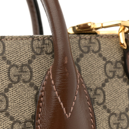 Gucci GG Supreme Monogram Azalea Calfskin Small Retro Interlocking G Tote Bag Beige Ebony Brown Sugar 13 of 15