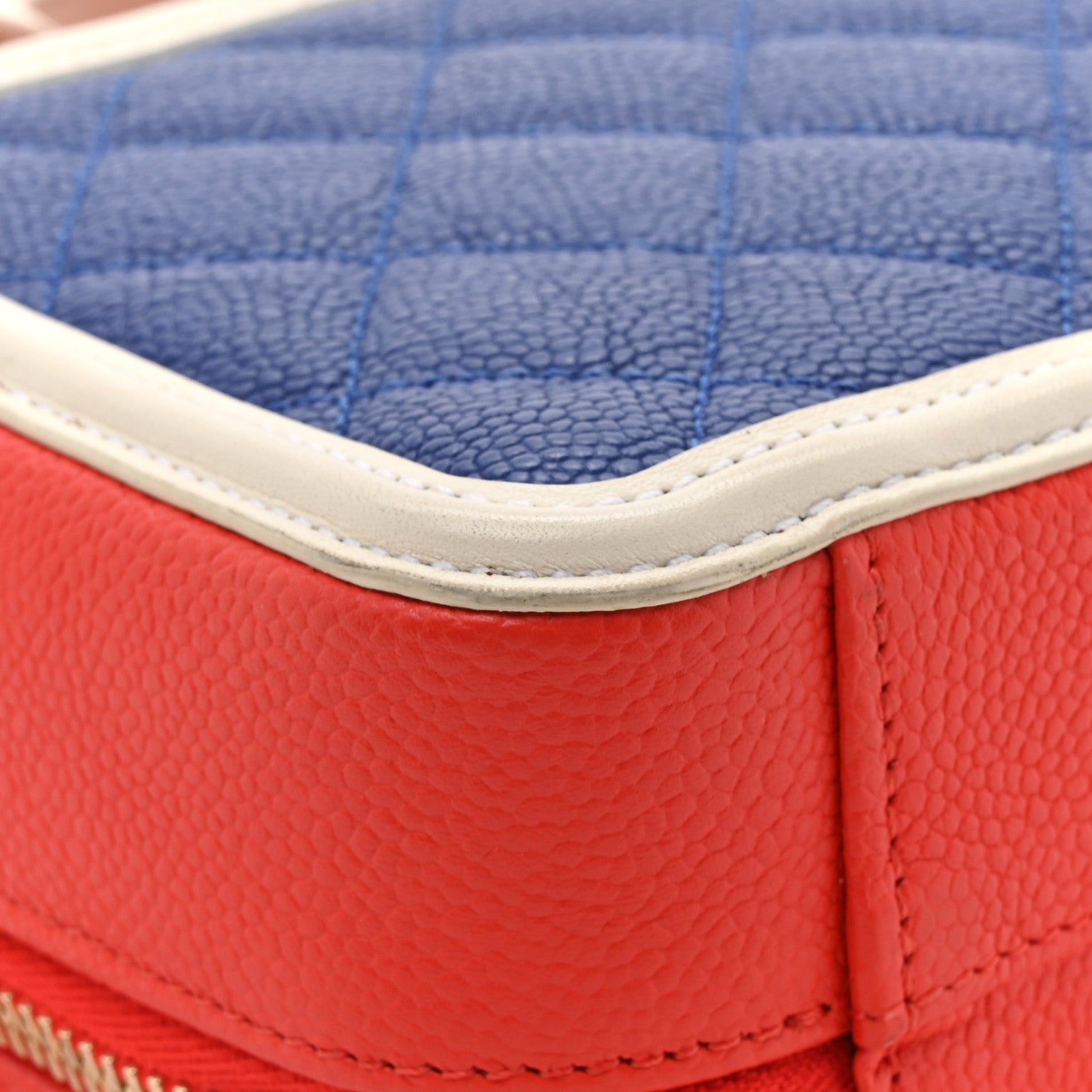 Chanel Caviar Quilted Small CC Filigree Vanity Case Blue White Red 14 of 17
