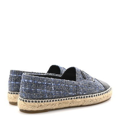 Chanel Tweed Lambskin CC Espadrilles 40 Blue Grey 5 of 10