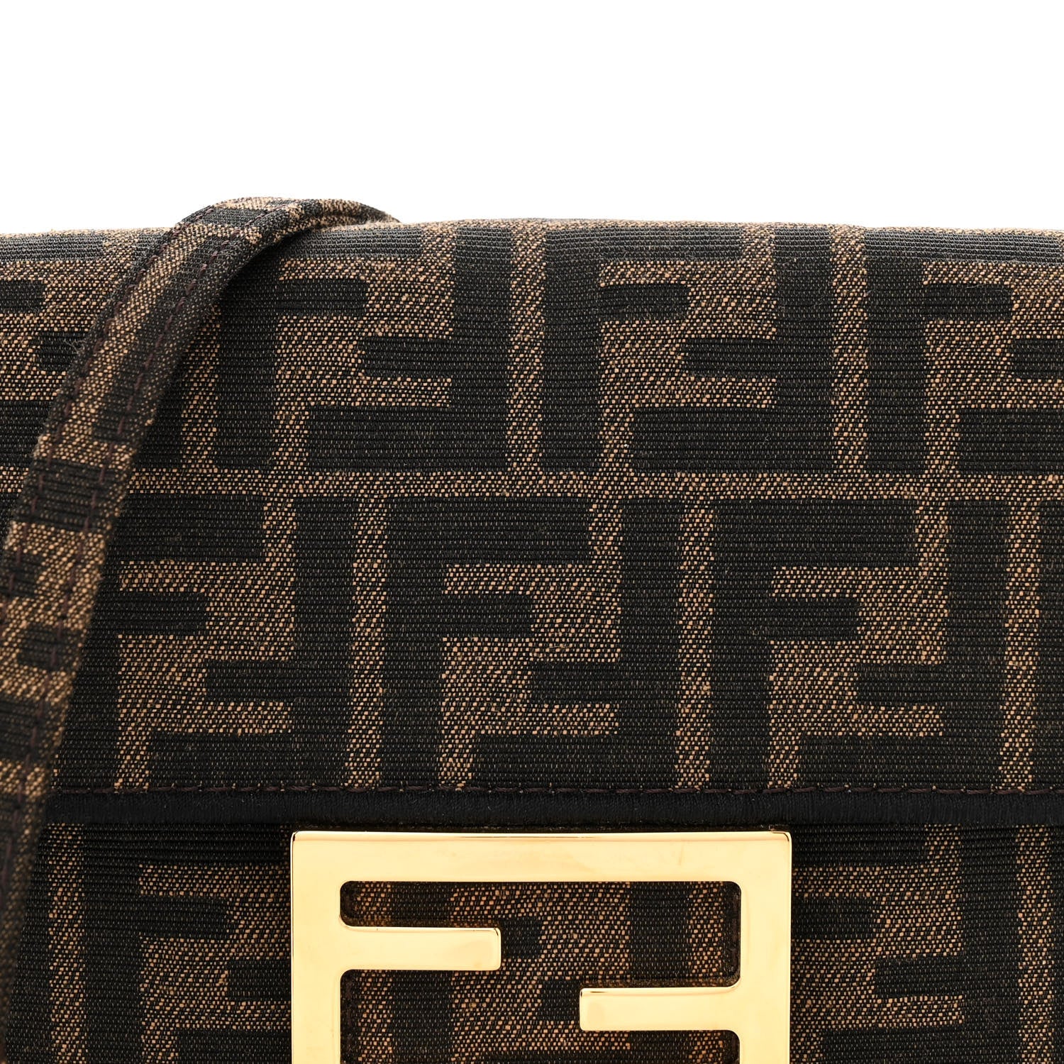 Fendi Fabric Jacquard FF 1974 Mini Baguette Tobacco Moro Black 8 of 10