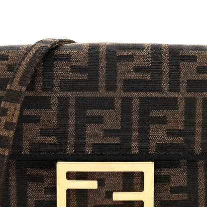 Fendi Fabric Jacquard FF 1974 Mini Baguette Tobacco Moro Black 8 of 10