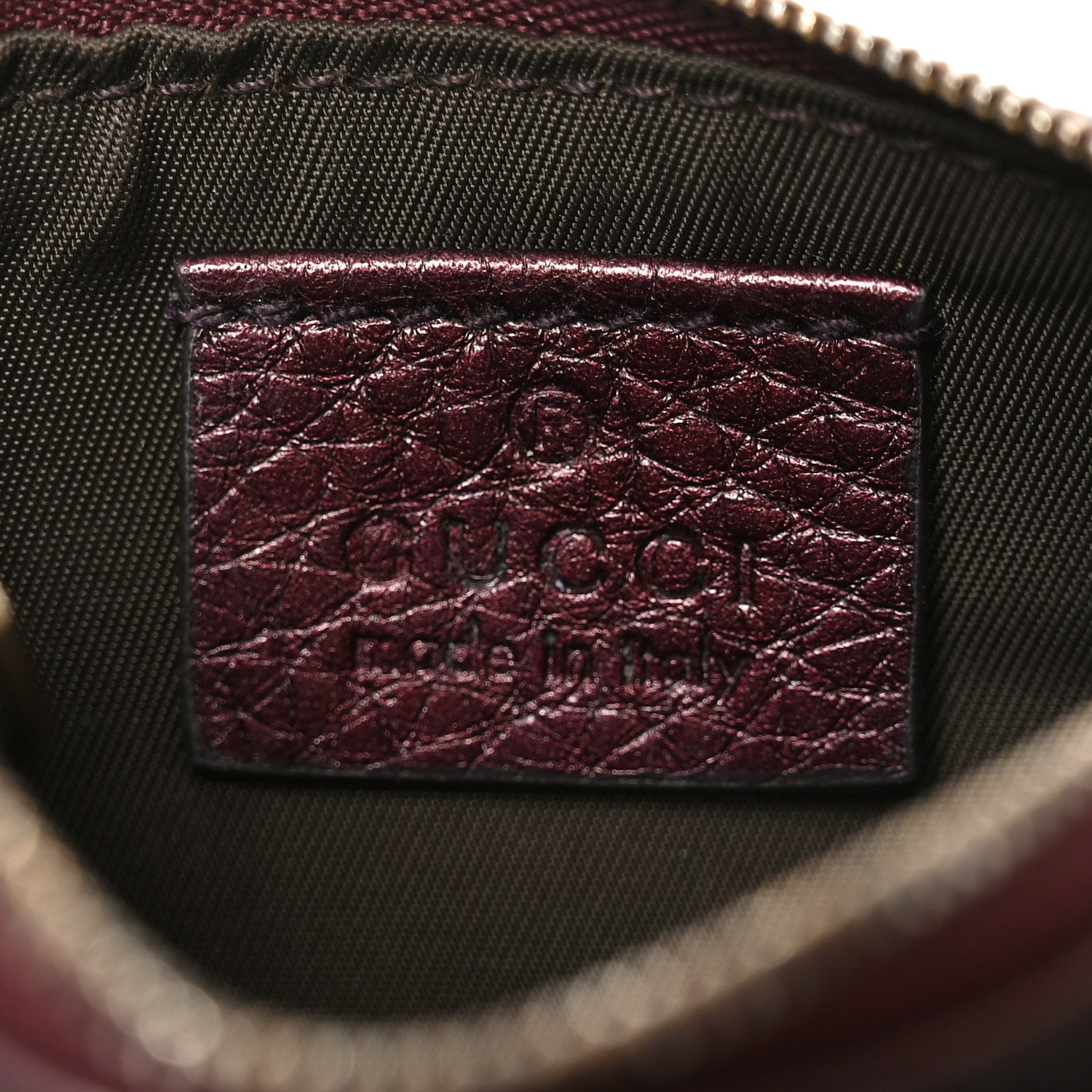 Gucci Metallic Pebbled Calfskin Soho Key Case Burgundy 6 of 8
