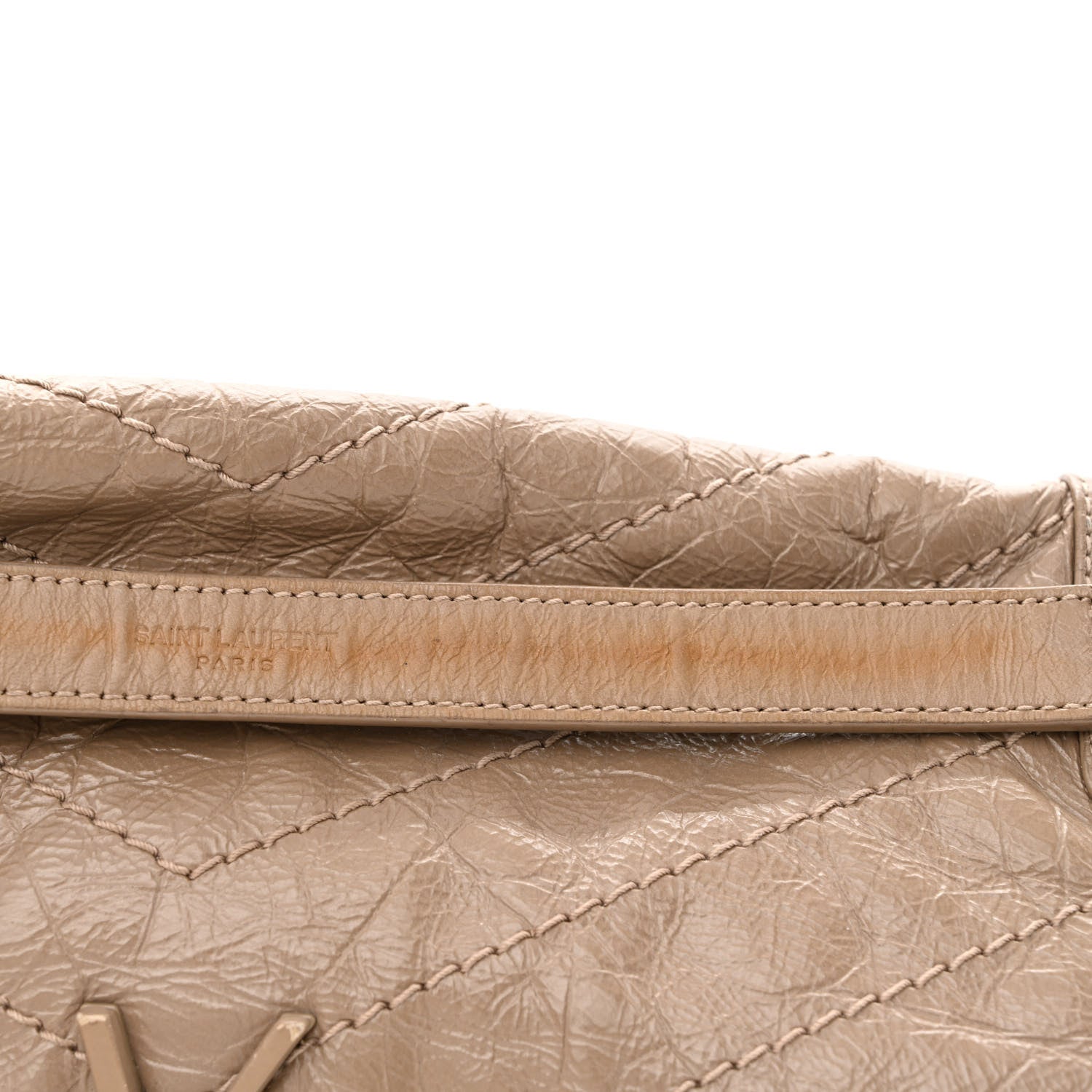Saint Laurent Crinkled Calfskin Matelasse Monogram Large Niki Chain Satchel Light Taupe 11 of 19
