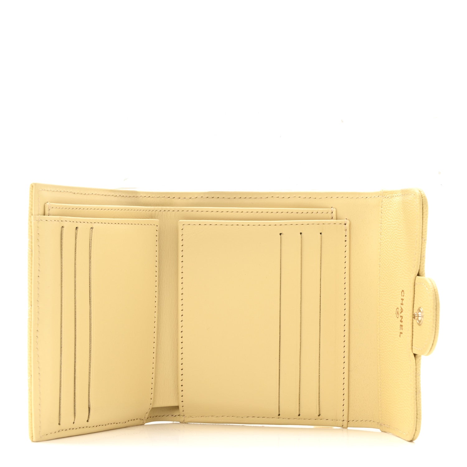 Chanel Caviar Quilted Compact Flap Wallet Yellow 5 of 11
