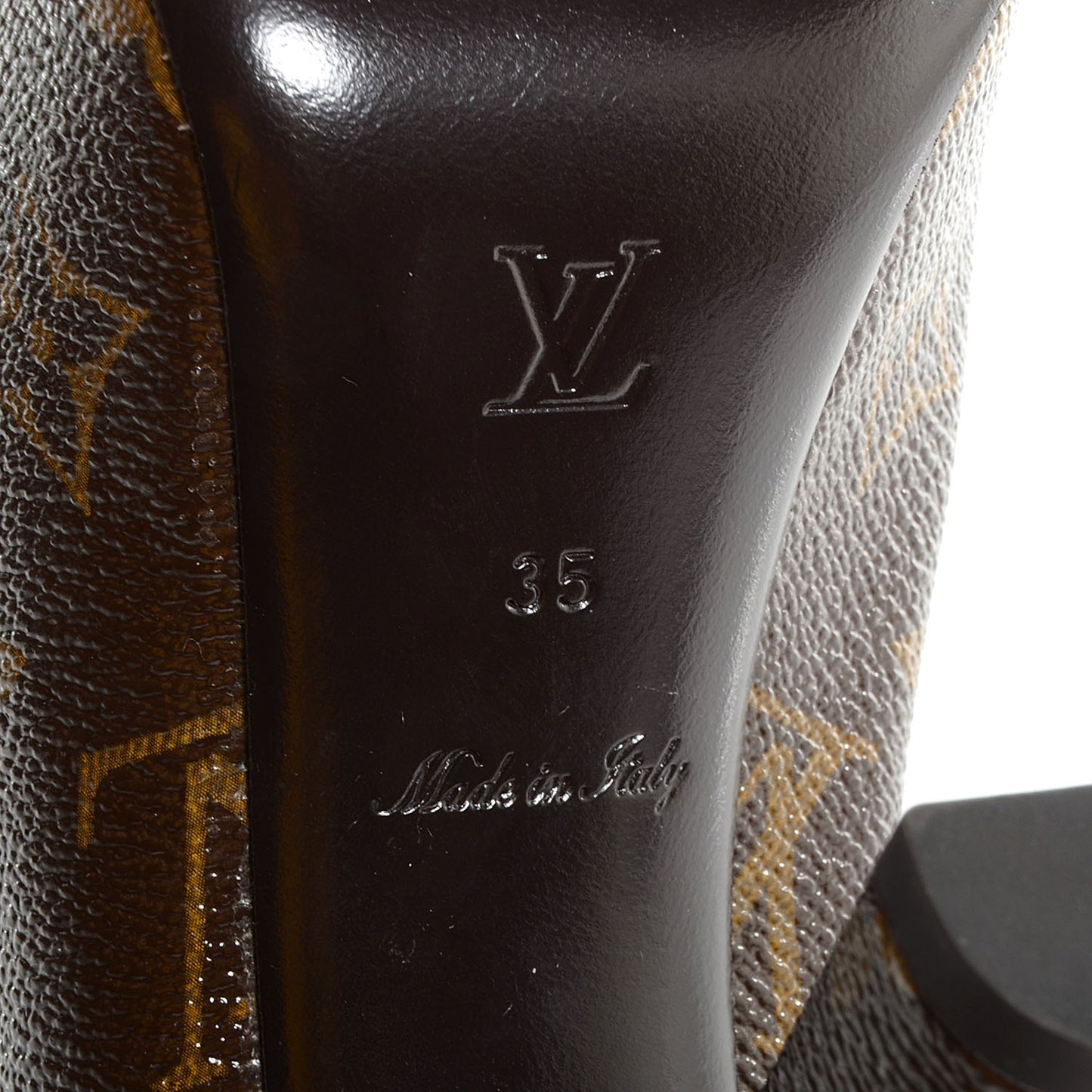 Patent Monogram Fetish Vanity Platform Pumps 35