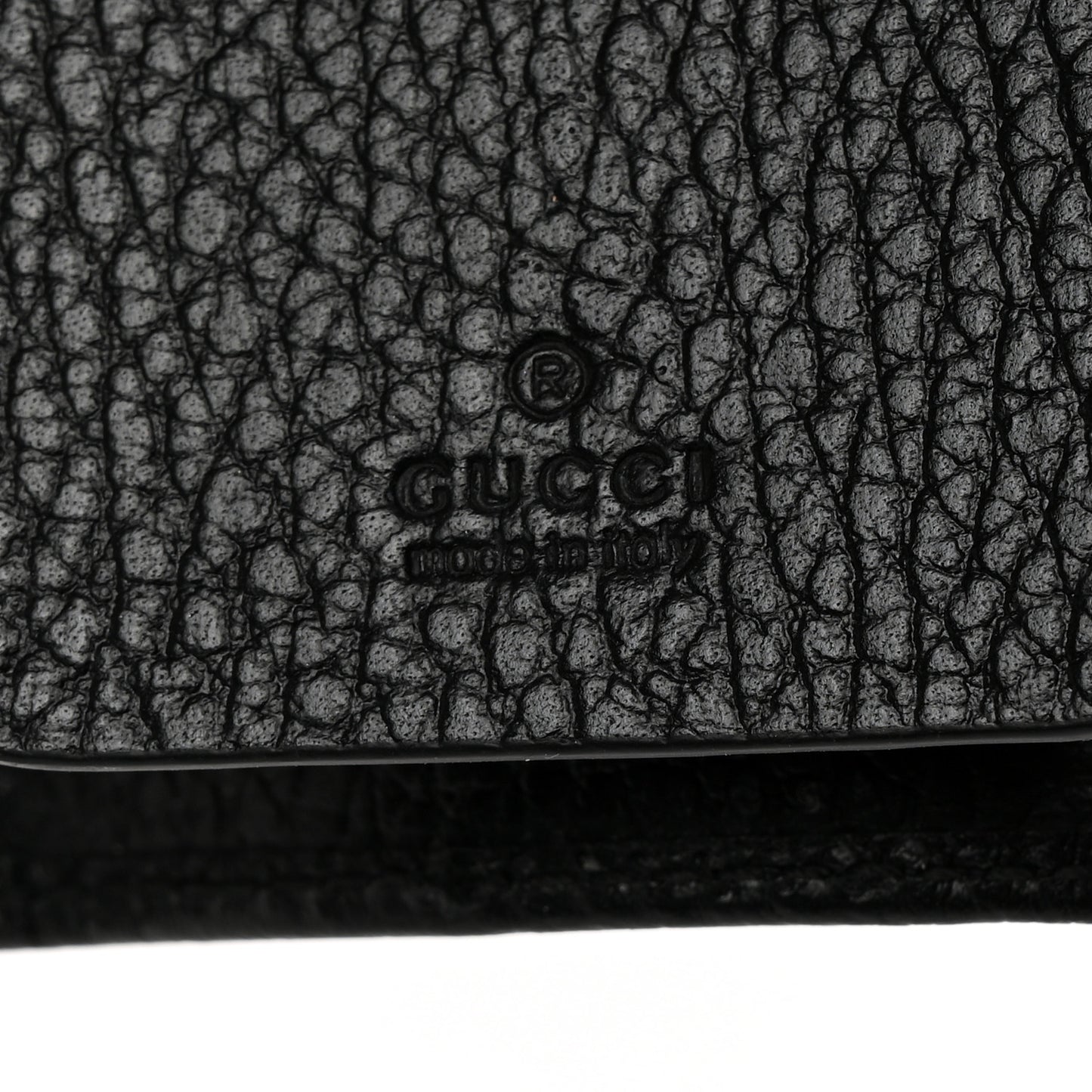 Pebbled Calfskin GG Marmont 6 Key Holder Black