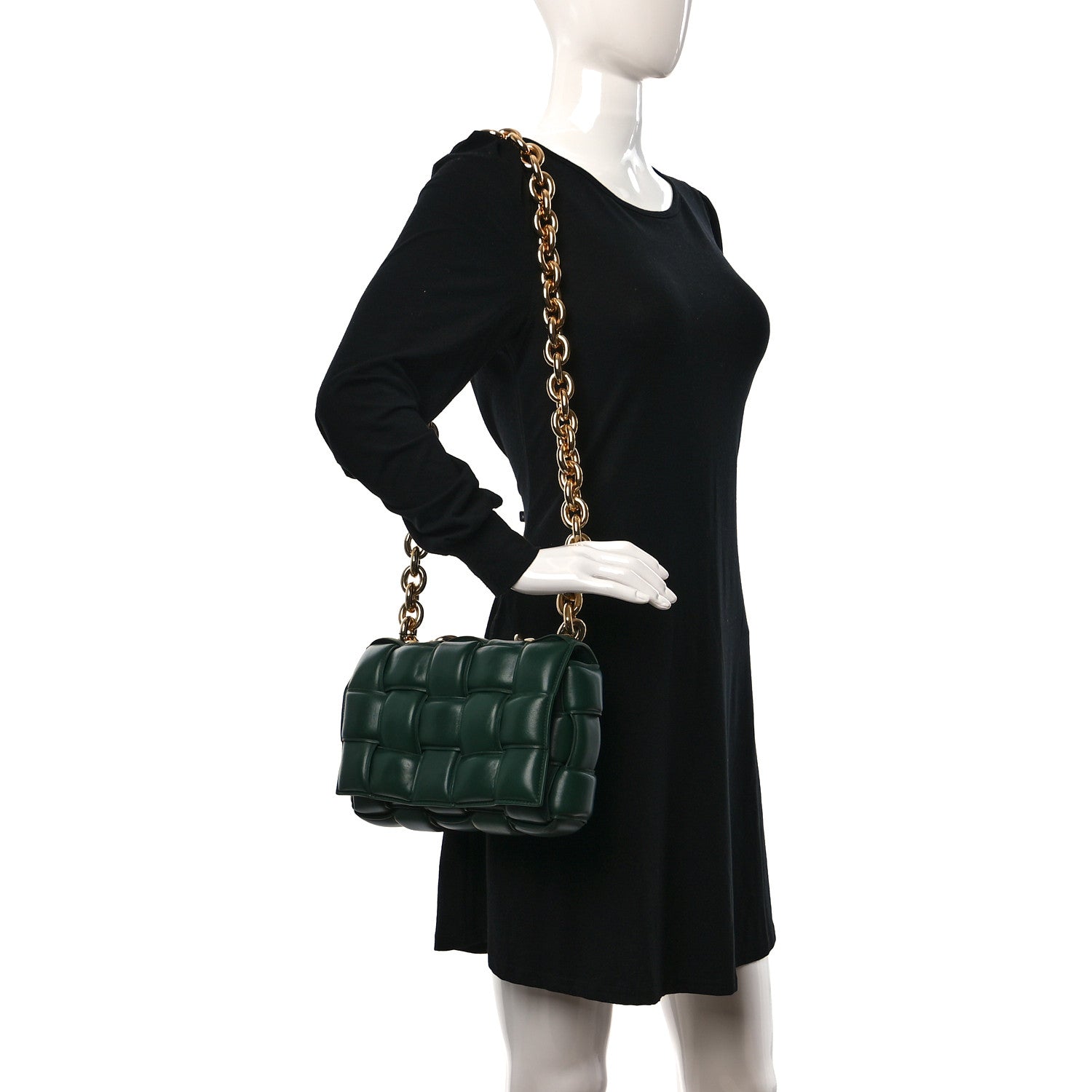 Bottega Veneta Lambskin Maxi Intreccio Padded Chain Cassette Crossbody Bag Raintree 2 of 9