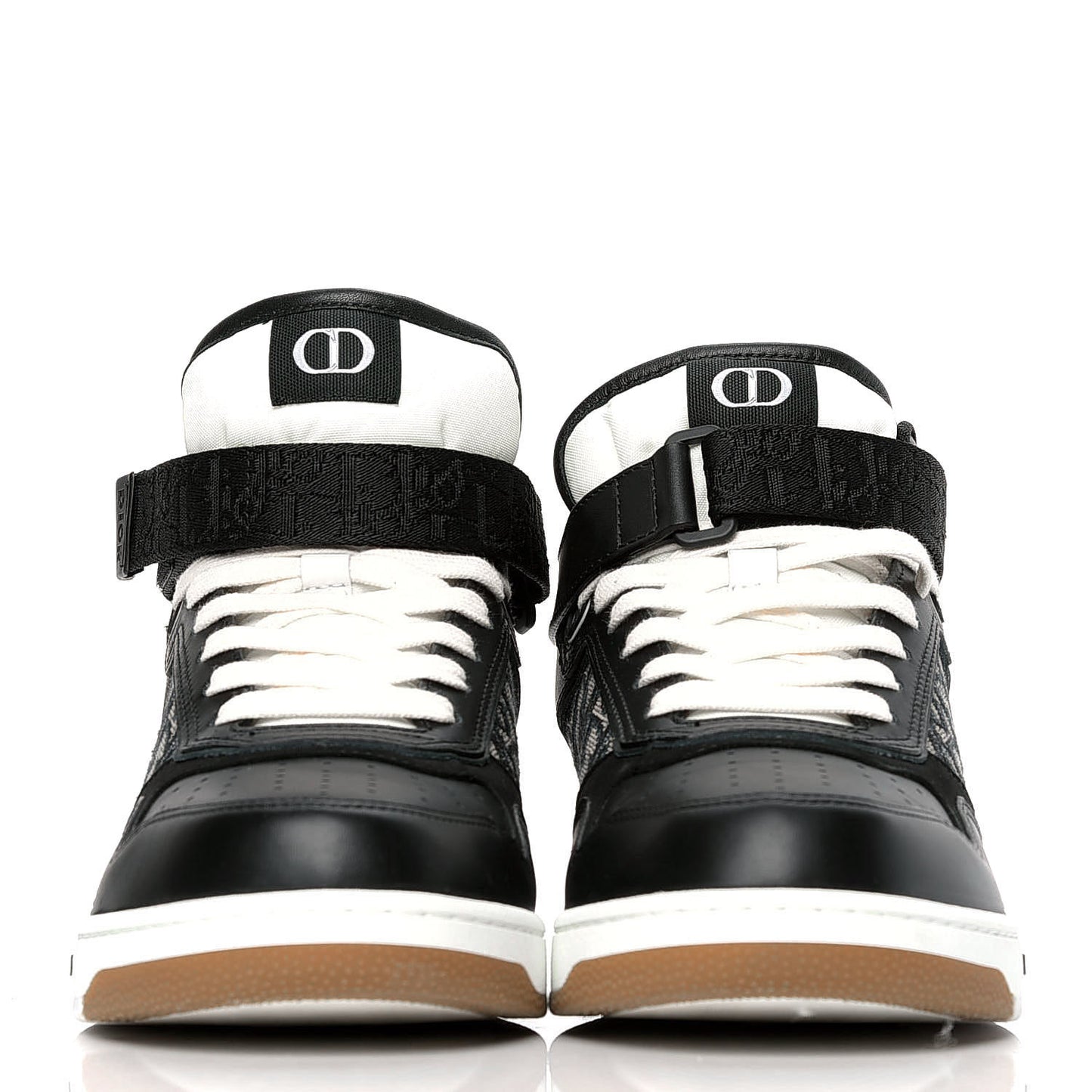 Smooth Calfskin Jacquard Oblique Mens B27 Mid Top Sneakers 42 Black Blue