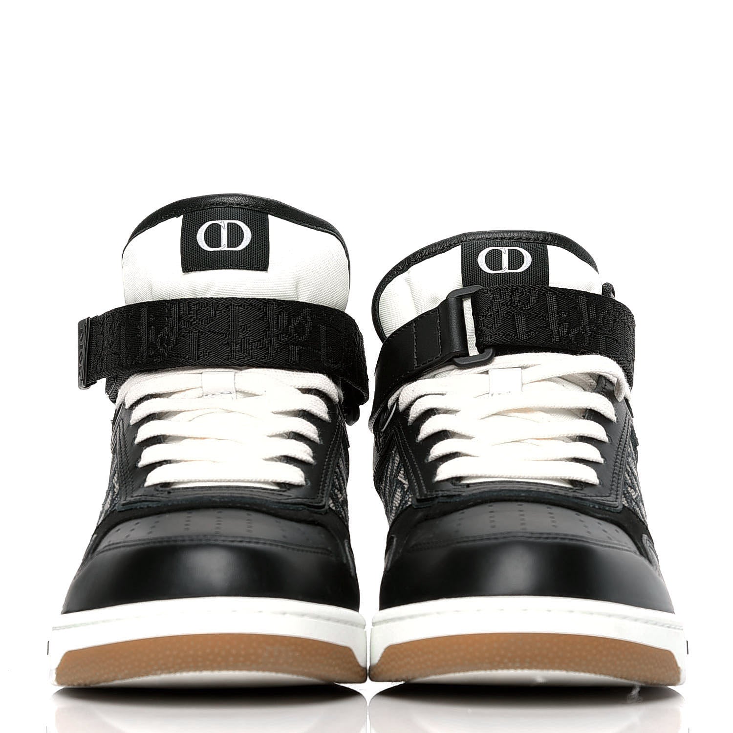 Christian Dior Smooth Calfskin Jacquard Oblique Mens B27 Mid Top Sneakers 42 Black Blue 2 of 5