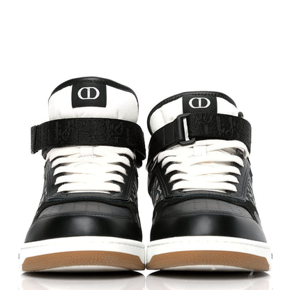Christian Dior Smooth Calfskin Jacquard Oblique Mens B27 Mid Top Sneakers 42 Black Blue 2 of 5