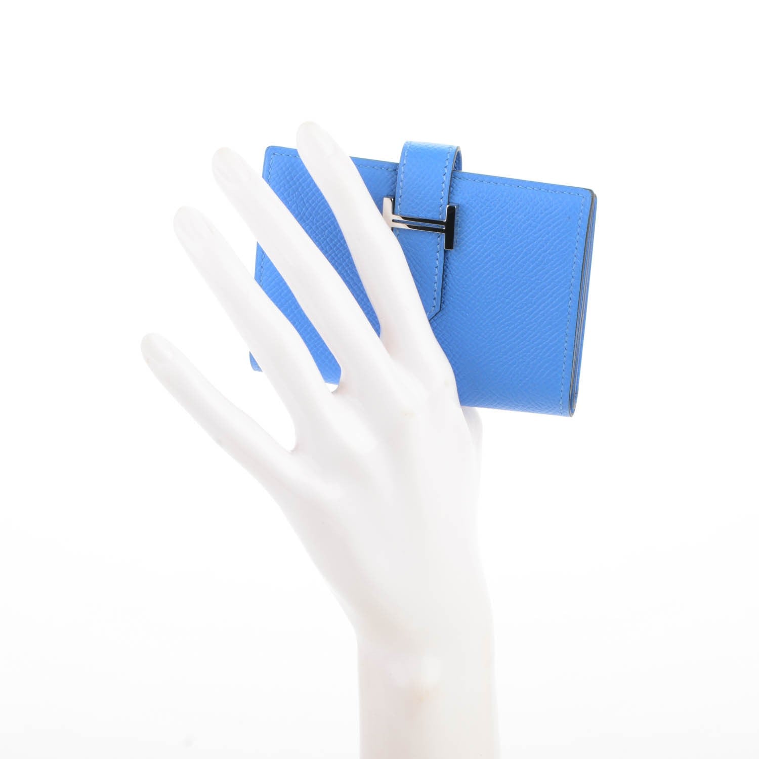 Hermes Epsom Mini Bearn Wallet Bleu Paradis 2 of 6