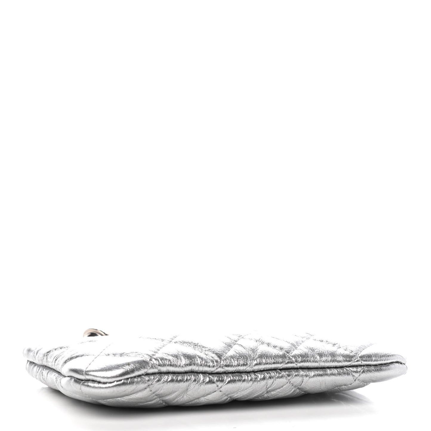 Metallic Calfskin Quilted Small Cosmo Cosmetic Case Silver