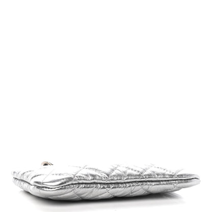 Chanel Metallic Calfskin Quilted Small Cosmo Cosmetic Case Silver 4 of 9