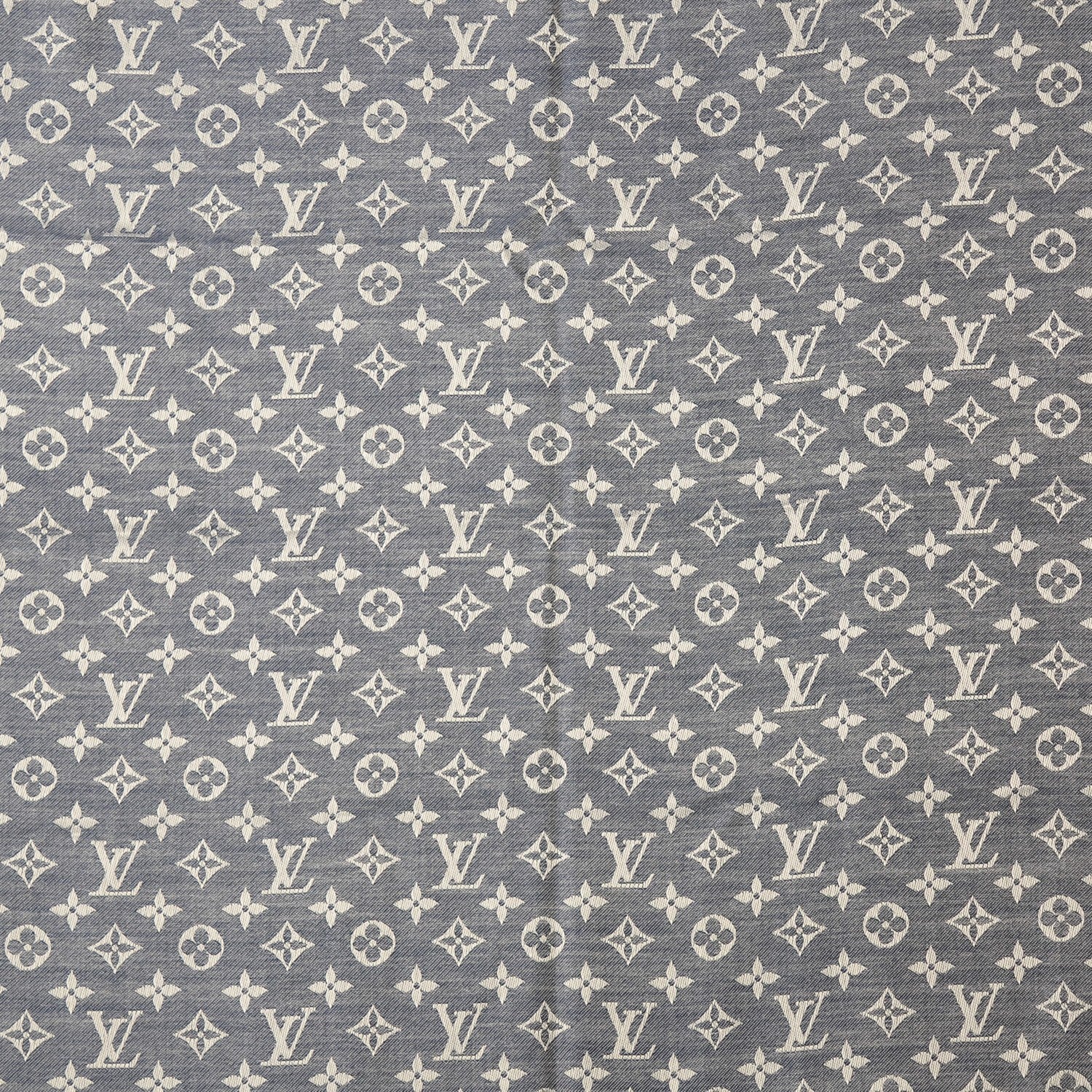 Louis Vuitton Silk Wool Monogram Denim Shawl Blue 1 of 5