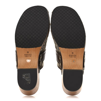 Gucci Monogram Goatskin Horsebit Clog Mules 40 Beige Ebony Brown Sugar 7 of 14
