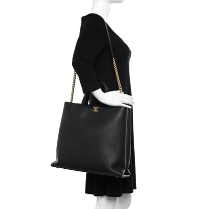 Chanel Caviar Stitched Large Shopping Tote Bag Black 2 of 15