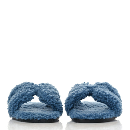 Hermes Woolskin Oran Sandals 35.5 Bleu 2 of 8