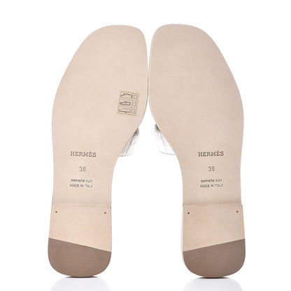 Hermes Matte Niloticus Crocodile Himalaya Oran Sandals 38 Blanc 5 of 8
