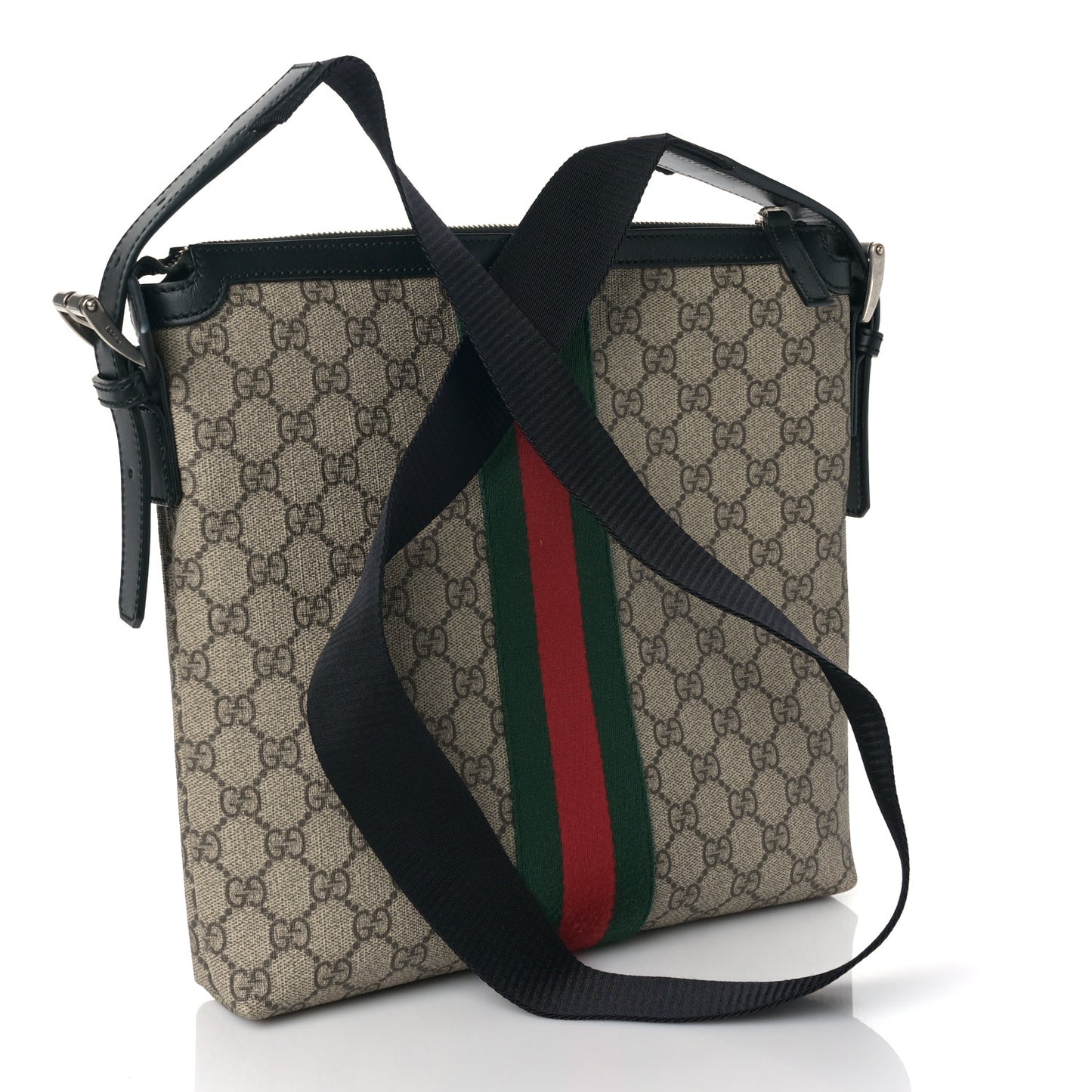 GG Supreme Monogram Web Messenger Bag Black